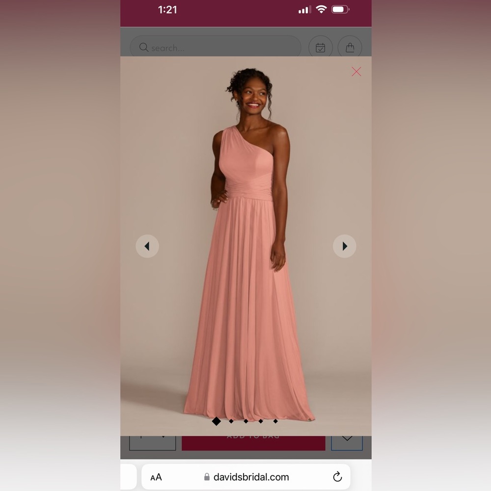 Mesh one-shoulder bridesmaid dress with full skirt